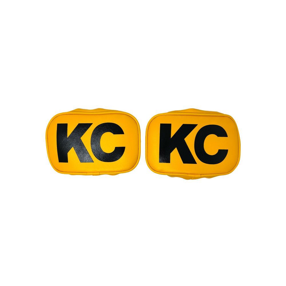 KC HiLiTES Retro Light Cover - Black KC Logo - Yellow - 5 x 7 in KC Lights (Pair)