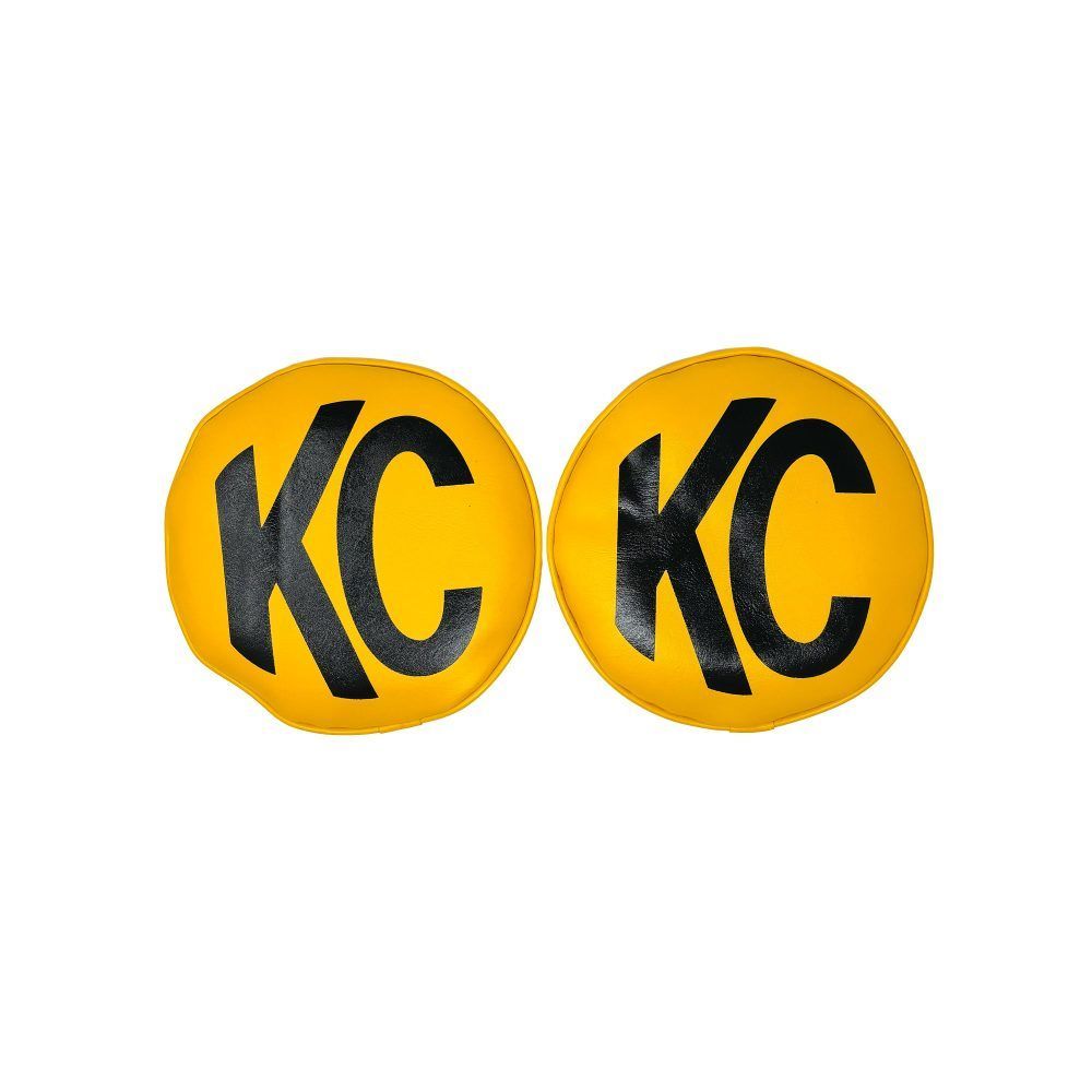 KC HiLiTES Retro Light Cover - Black KC Logo - Yellow - 8 in KC Lights (Pair)