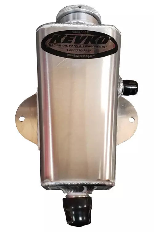 KEVKO Firewall Mount Power Steering Reservoir - 10 AN Male Bottom Outlet - 6 AN Male Driver Side Outlet