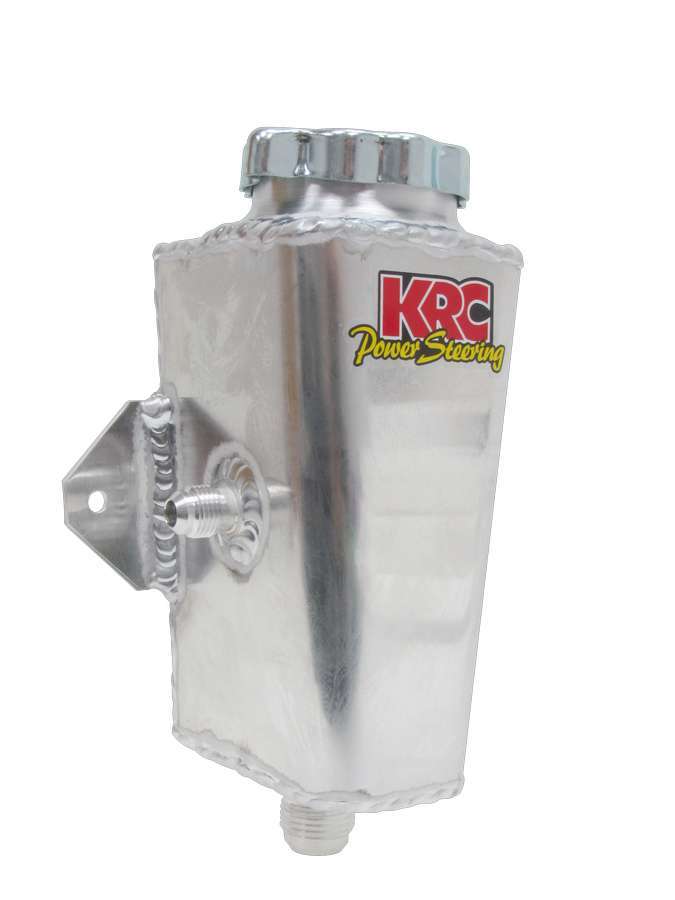 KRC Power Steering Reservoir Tank - Flat Surface Mount -6 AN Fitting On LH Side Facing Tank
