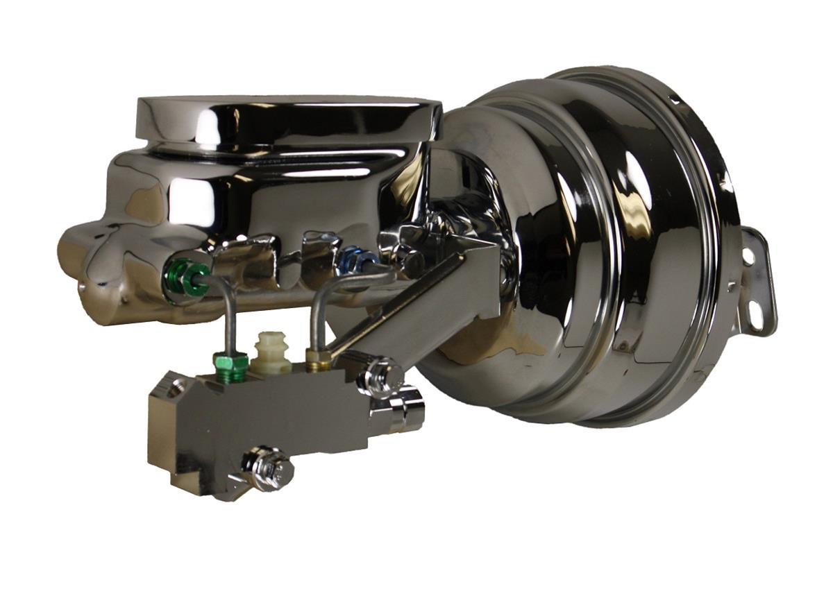 Leed Brake Booster / Master Cylinder - 8 in OD - 1.125 in Bore - Chrome - GM A-Body 1964-72 / F-Body 1967-69 / X-body 1968-74