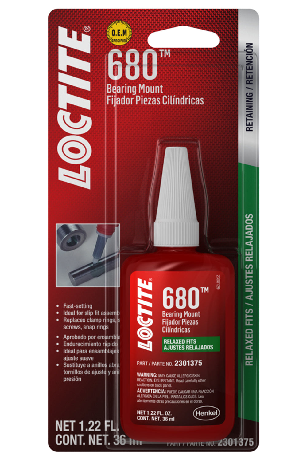Loctite 8437 Thread Locker - Green - 1.22 oz Bottle