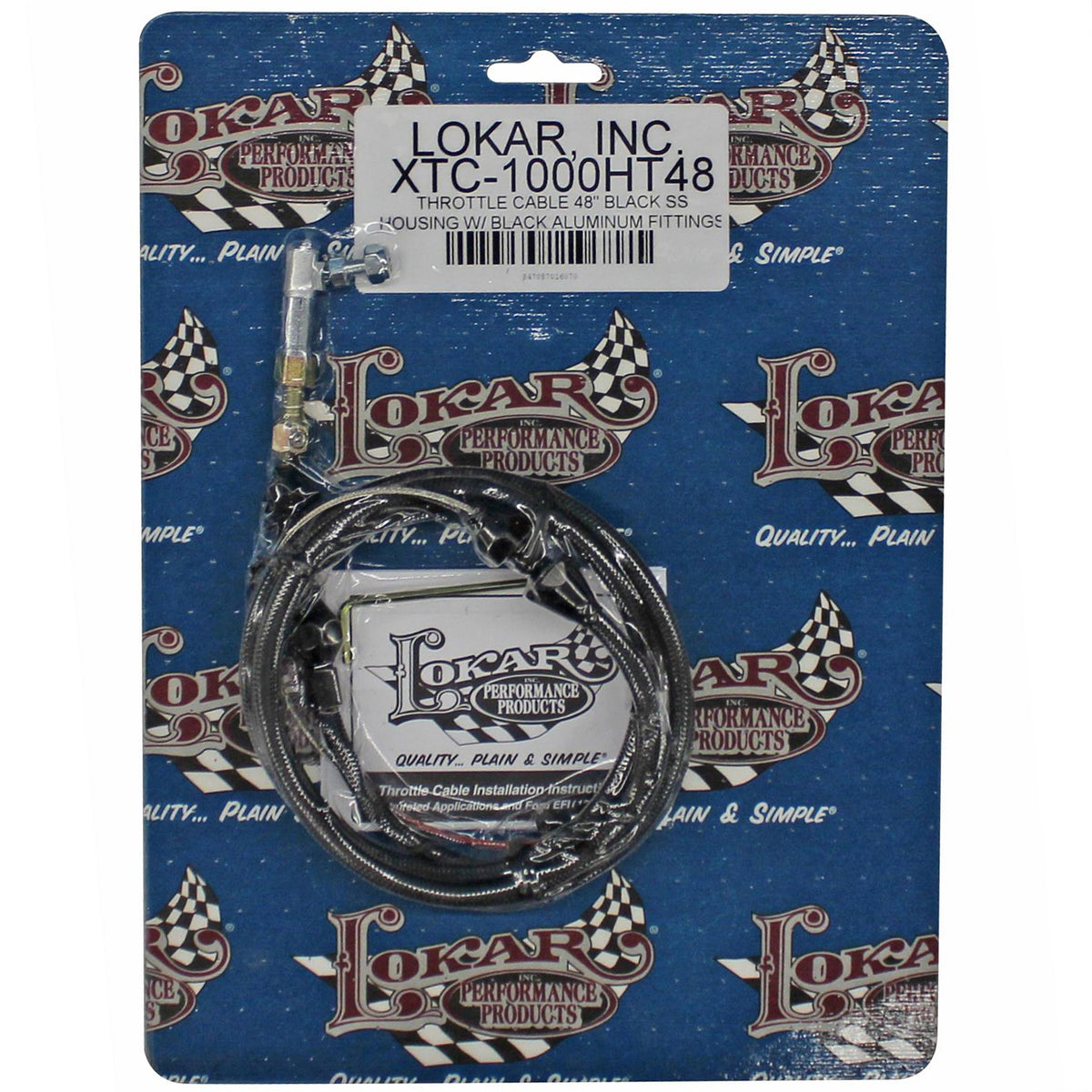 Lokar Hi-Tech Throttle Cable - 4 ft Long - Black Braided Stainless