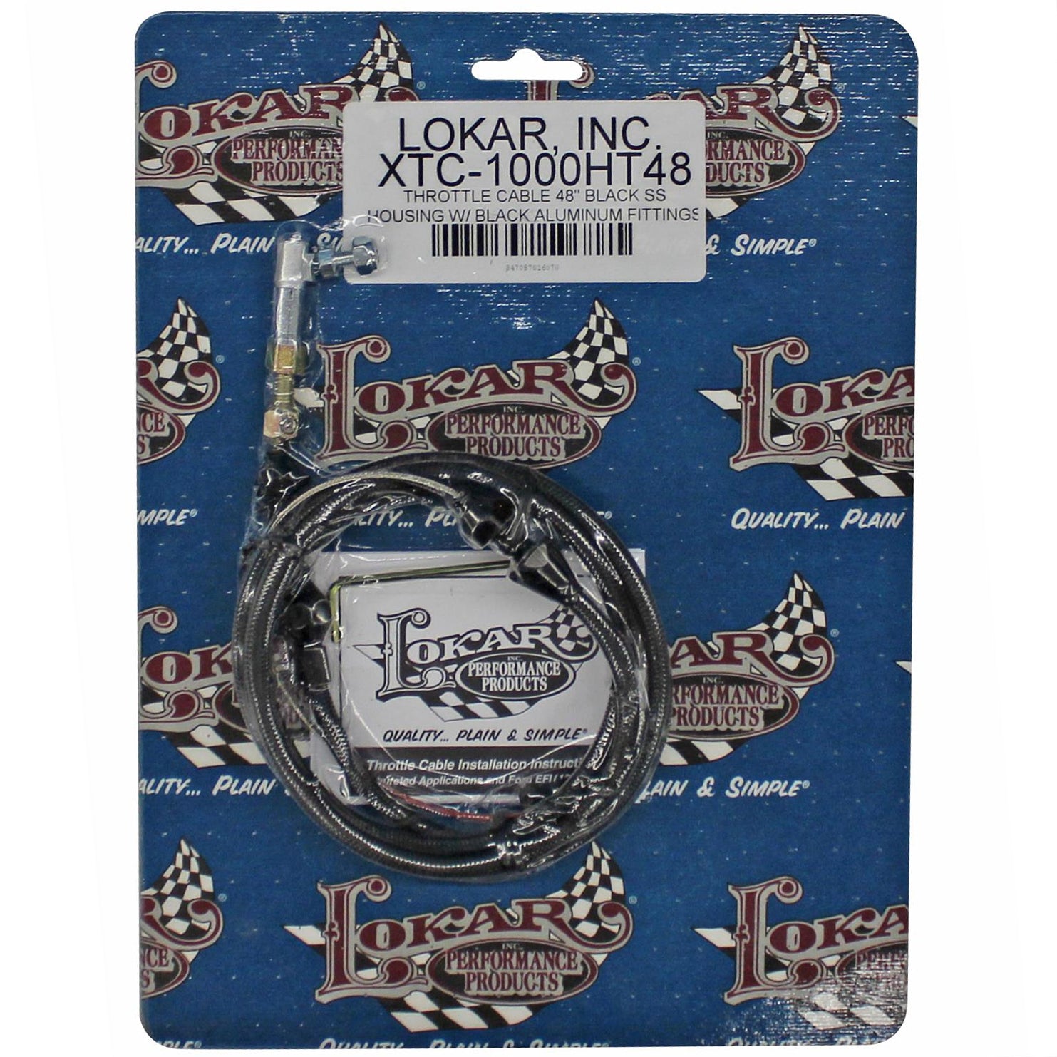 Lokar Hi-Tech Throttle Cable - 4 ft Long - Black Braided Stainless
