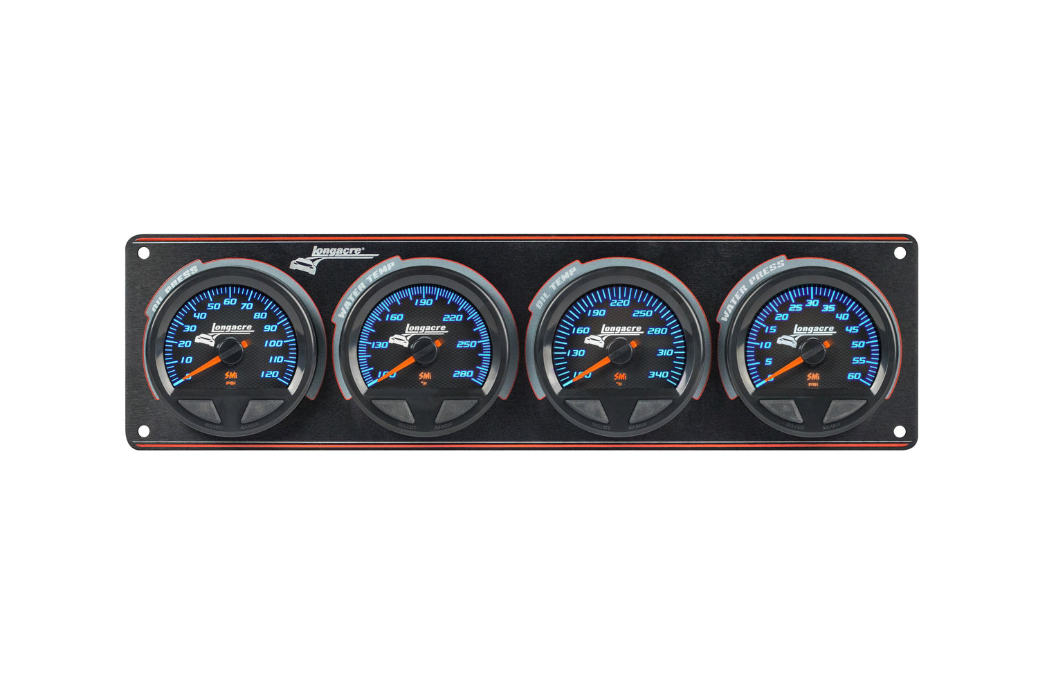 Longacre SMi Elite Waterproof Analog Gauge Panel - Black Face - Warning Light 52-44569
