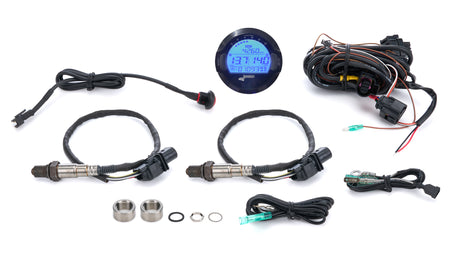 Longacre Dual Sensor Wideband Digital Air-Fuel Gauge - 2-5/8 in Diameter - Black Face - Blue Backlight