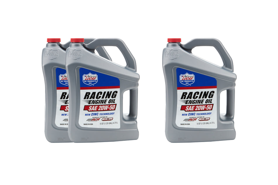 Lucas Racing High Zinc 20W50 5 Qt Jug Motor Oil (Case of 3)