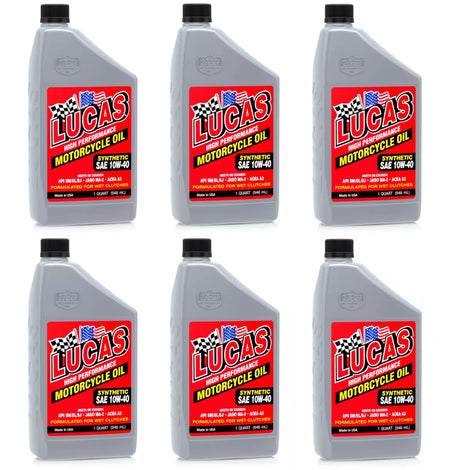 Lucas High Performance Motorcycle 10W40 Synthetic Motor Oil - 1 Qt. (Case of 6)