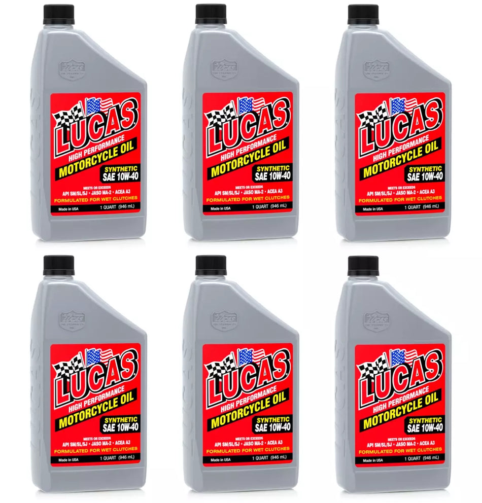 Lucas High Performance Motorcycle 10W40 Synthetic Motor Oil - 1 Qt. (Case of 6)