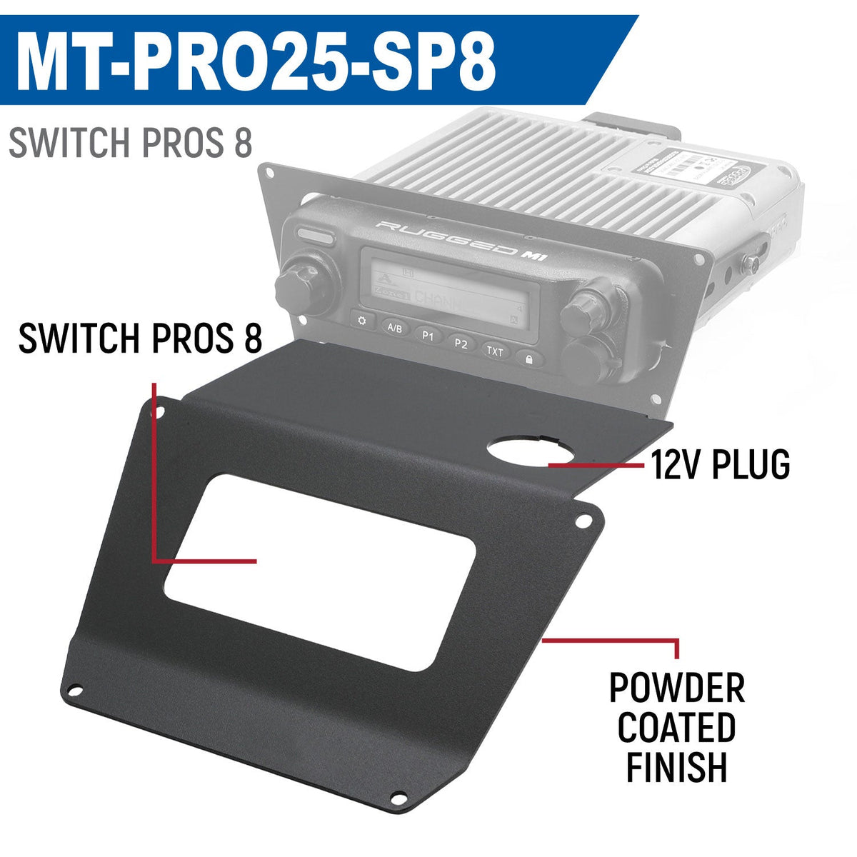 Rugged Radios Lower Accessory Panel for 2025 Polaris RZR Pro XP Pro R and Pro S Radio Mount - Switch Pros 8 MT-PRO25-SP8