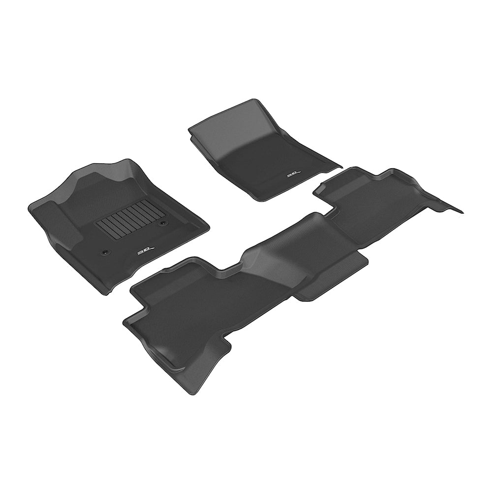 3D MAXpider Kagu Front / 2nd Row / 3rd Row Floor Liner - Black / Textured - 2nd Row Bench Seats - GM Fullsize SUV 2015-21