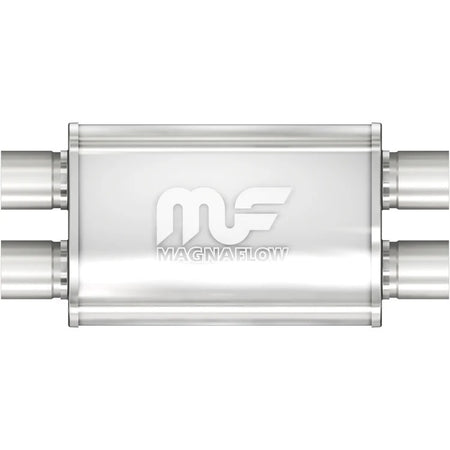 Magnaflow Stainless Muffler - Dual 2-1/2 in Inlets / Outlets - 14 x 9 x 4 in Oval Body - 20 in Long
