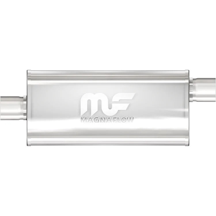 Magnaflow Stainless Muffler - 3 in Center Inlet - 3 in Offset Outlet - 24 x 8 x 5 in Oval Body - 30 in Long