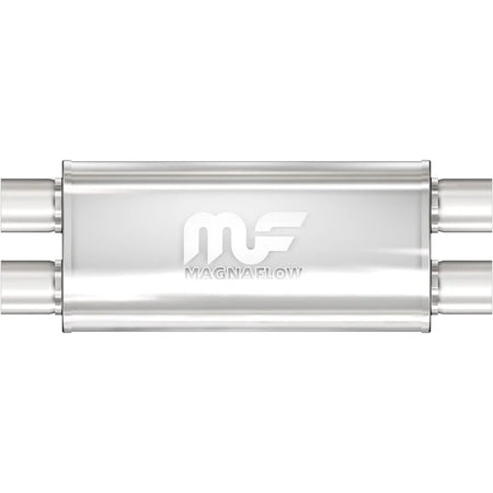 Magnaflow Stainless Muffler - Dual 3 in Inlets - Dual 3 in Outlets - 18 x 8 x 5 in Oval Body - 24 in Long