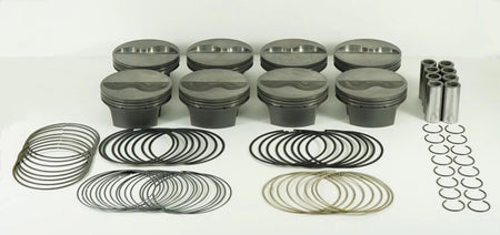 Mahle PowerPak Forged Flat Top Piston Set - 4.155 in Bore - 1.125 in Compression Height - 1.0 mm x 1.0 mm x 2.0 mm Ring Grooves - Minus 9.00 cc - Small Block Chevy