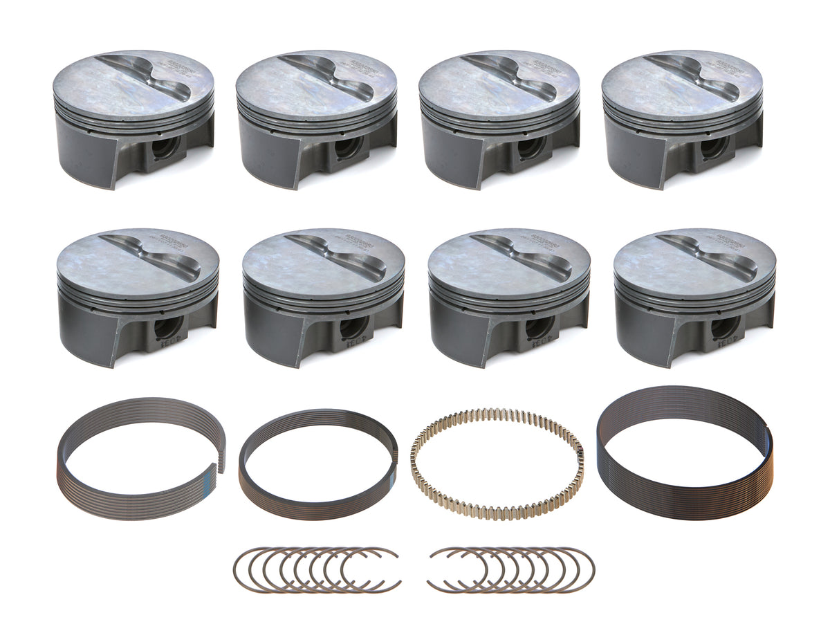 Mahle PowerPak Forged Flat Top Piston and Ring Set - 4.050 in Bore - 1.250 in Compression Height - 1.0 x 1.0 x 2.0 mm Ring Grooves - Minus 4.10 cc - Small Block Chevy