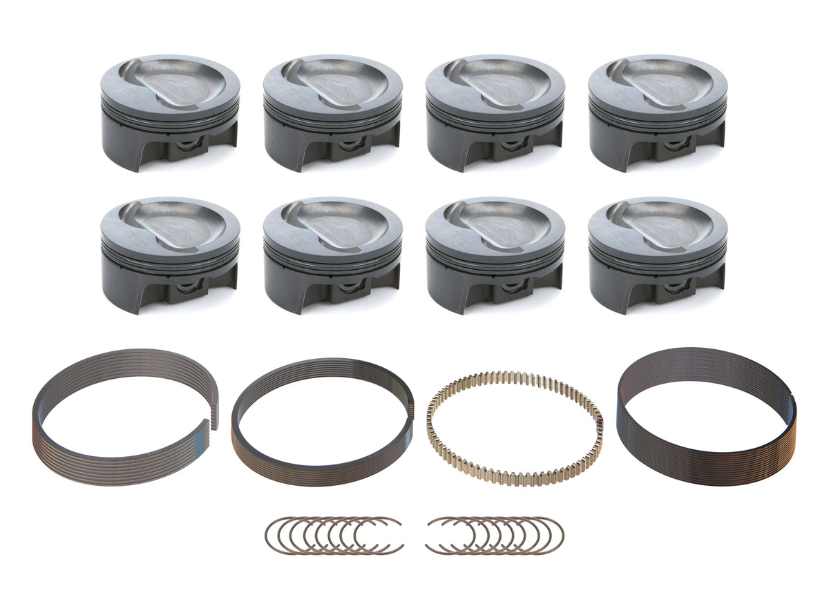 Mahle PowerPak Forged Dish Piston Set - 4.125 in Bore - 1.245 in Compression Height - 1.0 x 1.0 x 3.0 mm Ring Grooves - Minus 26.00 cc - Small Block Ford