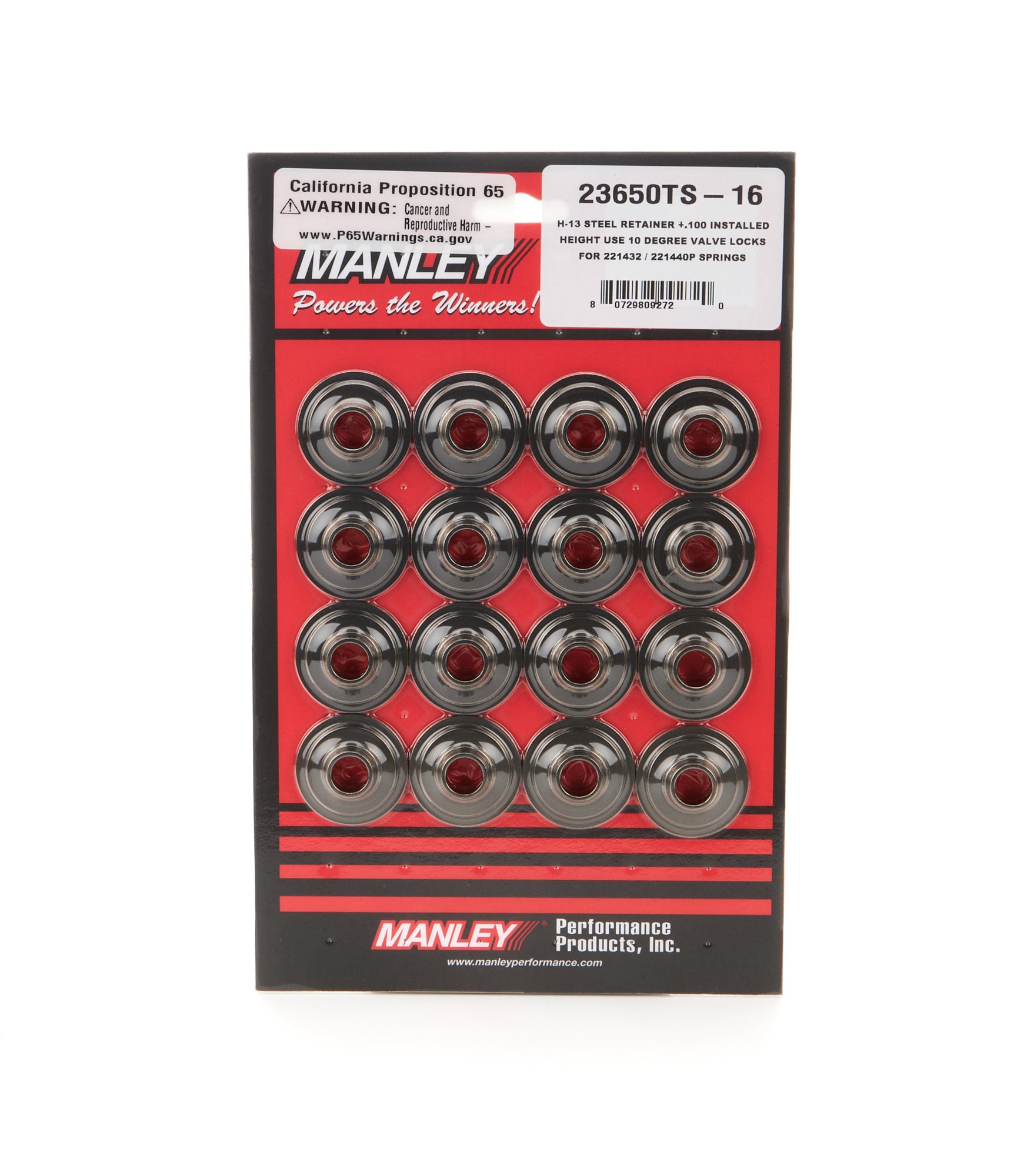 Manley 10 Degree Valve Spring Retainer - 1.530-1.570 in Dual Spring (Set of 16)