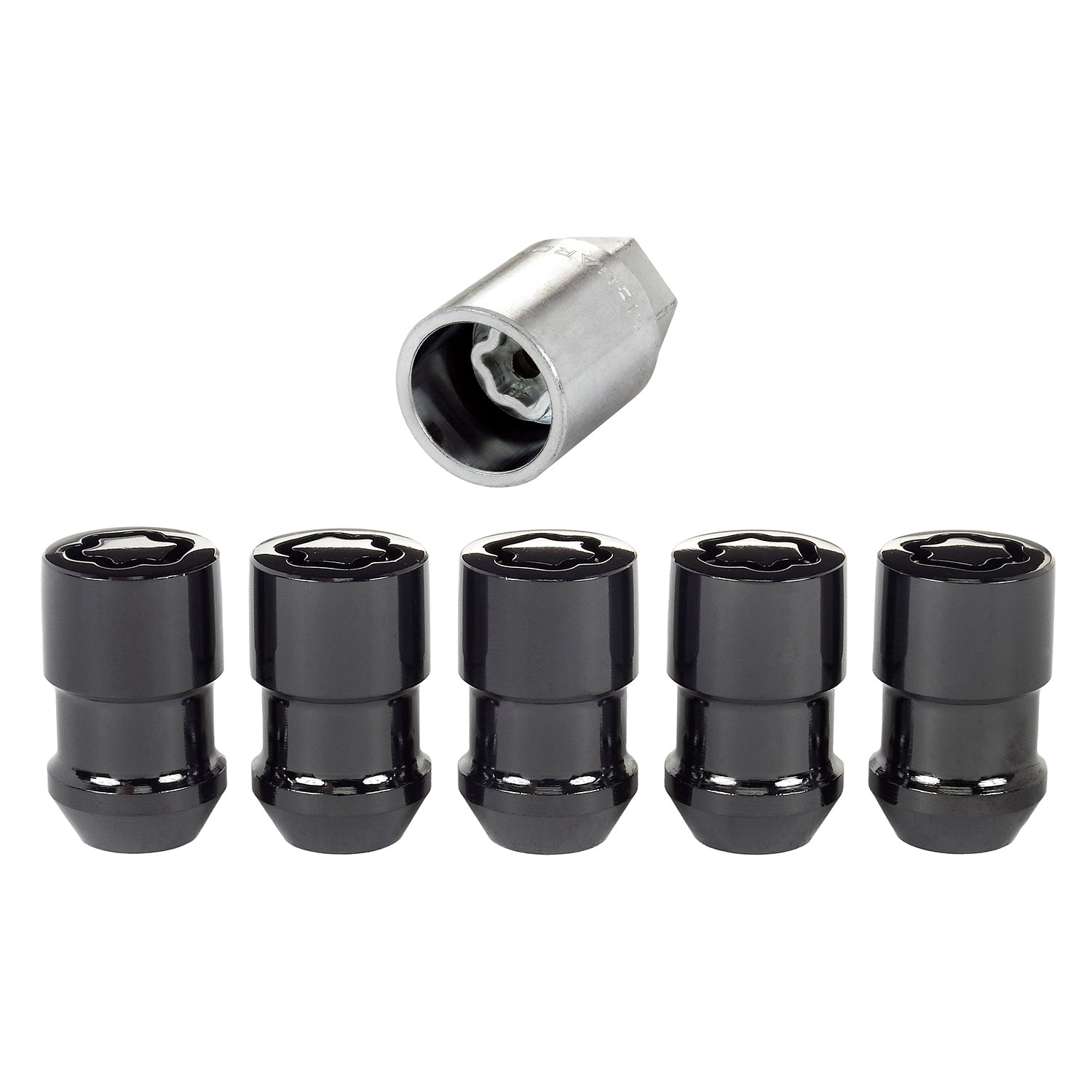 McGard Wheel Lock - 12 mm x 1.50 Thread - Cone Seat - Closed End - Key Included - Black Chrome (Set of 5)