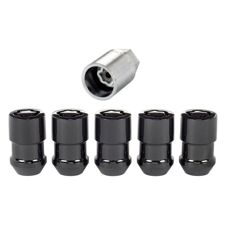 McGard Wheel Lock - 12 mm x 1.50 Thread - Cone Seat - Closed End - Key Included - Black Chrome (Set of 5)