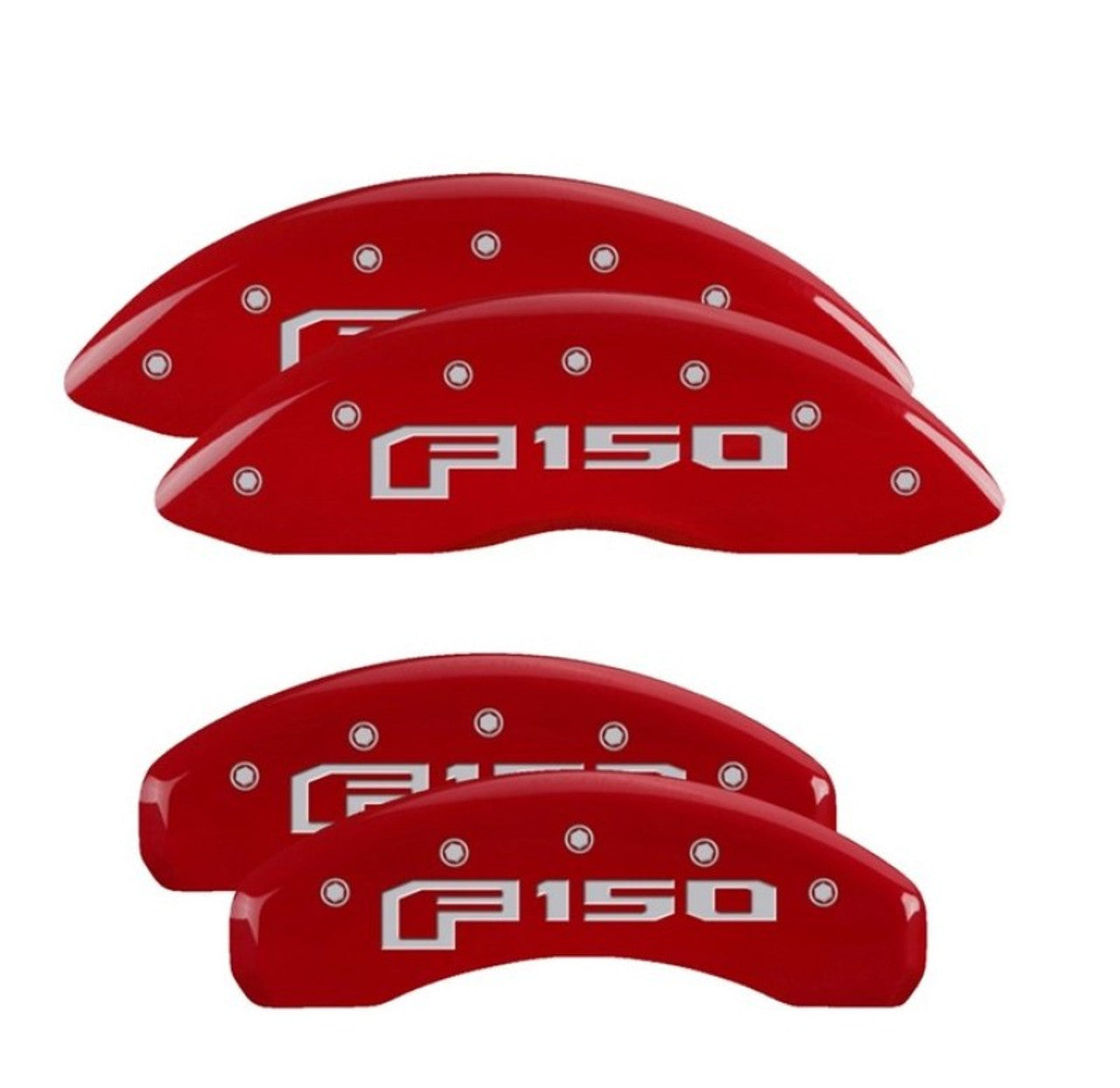 MGP Caliper Covers F150 Logo Brake Caliper Cover - Red - 18 in Minimum Wheel Diameter - Ford Fullsize Truck 2021-24 (Set of 4)