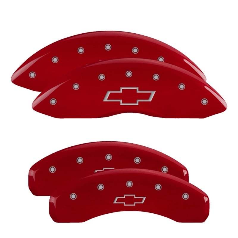 MGP Caliper Covers Bowtie Logo Brake Caliper Cover - Red - 17 in Minimum Wheel Diameter - GM Fullsize SUV / Truck 2019-24 (Set of 4)