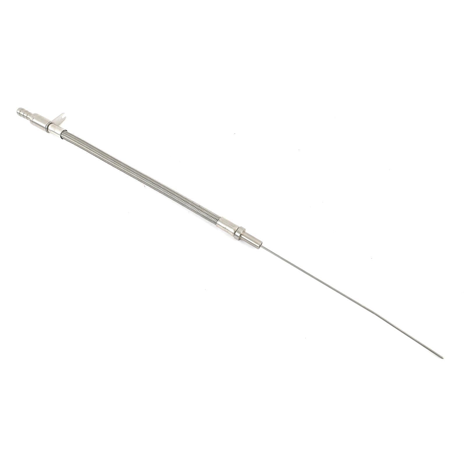 Milodon Block Mount Billet / Braided Stainless Engine Oil Dipstick - Natural / Polished - Mopar Gen III Hemi