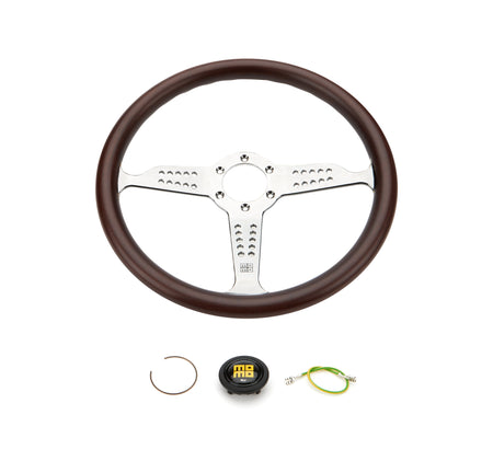 Momo Super Grand Prix Steering Wheel - 350 mm Diameter - 37 mm Dish - Mahogany Wood Grip - Polished