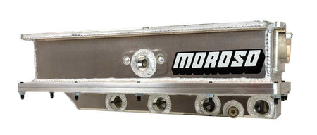 Moroso Aluminum Dry Sump Oil Pan - 7.25 in Deep - Four 16 AN Female Left Side Pickups - 2-Piece Seal - Small Block Ford
