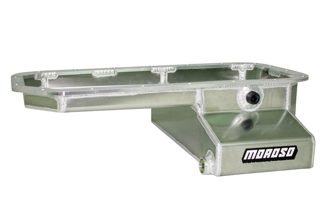 Moroso Aluminum Front Sump 5 Qt. Oil Pan - 5.5 in Deep - One 12 AN Female Right Side Pickup - Toyota 4-Cylinder