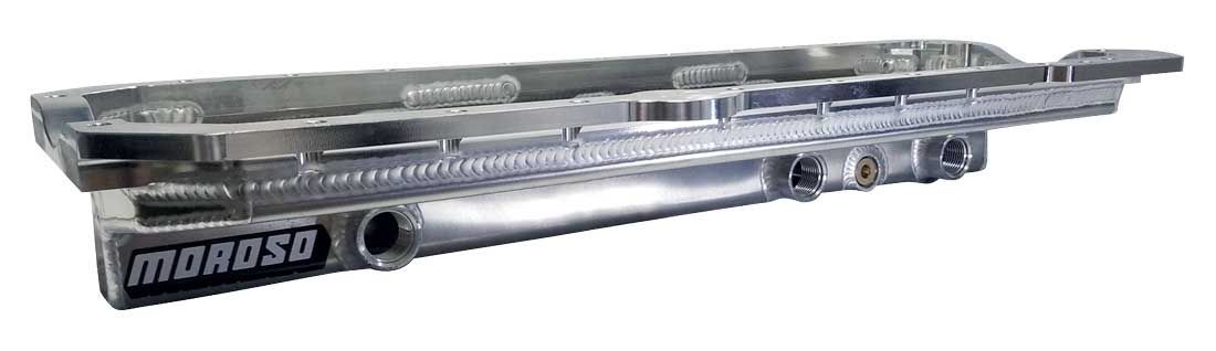 Moroso Aluminum Dry Sump Oil Pan - 4 in Deep - Three 12 AN Female Right Side Pickups - Toyota JZ-Series