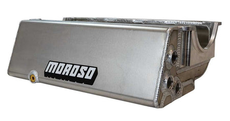 Moroso Aluminum Dry Sump Oil Pan - 6.5 in Deep - Three 12 AN Female Front Side Pickups - Small Block Chevy