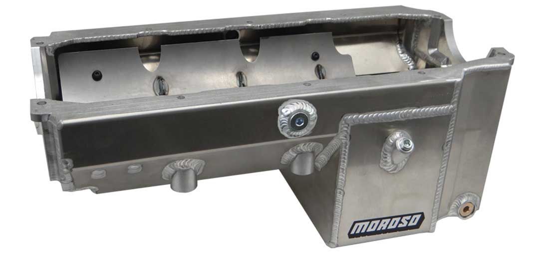 Moroso Rear Sump 8 Qt. Aluminum Oil Pan - 8.5 in Deep - 2-Piece Seal - Small Block Chevy
