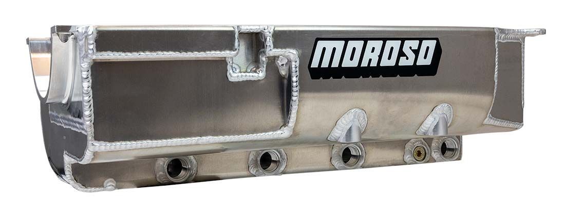Moroso Aluminum Dry Sump Oil Pan - 7.5 in Deep - Four 12 AN Female Right Side Pickups - Big Block Chevy