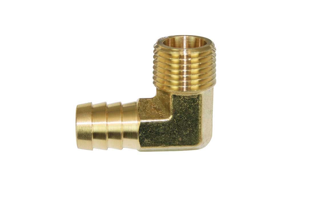 Moroso 90 Degree 1/2 in NPT Male to 5/8 in Hose Barb Fitting - Brass