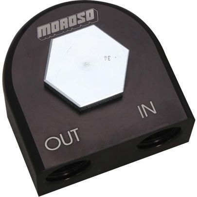 Moroso Oil Filter Mount - 10 AN Female Ports - Black - Chevy V8