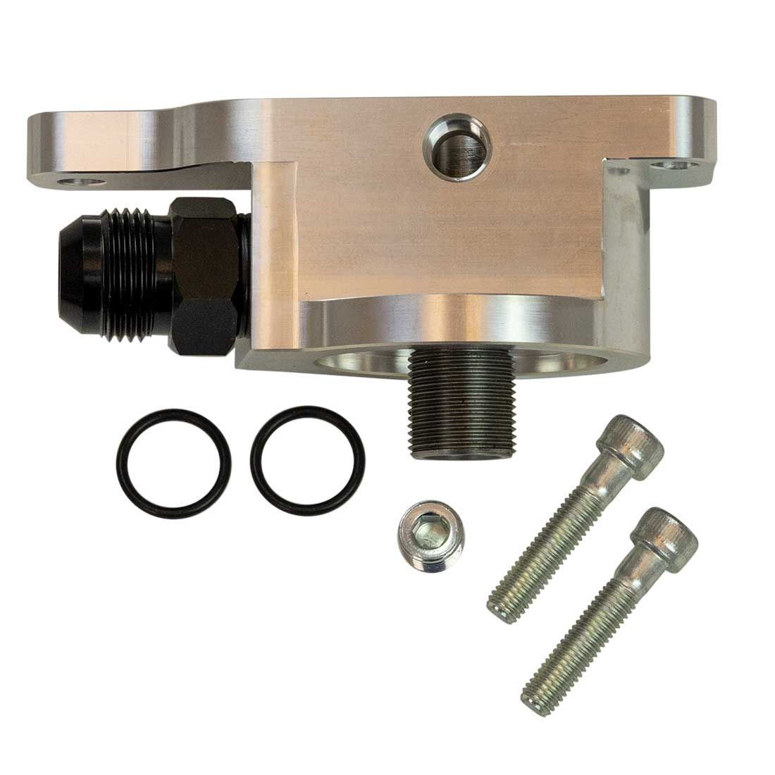 Moroso Oil Filter Adapter - Spin On Filter - 22 mm x 1.50 Center Thread - 1/4 in Bolts - GM LS-Series