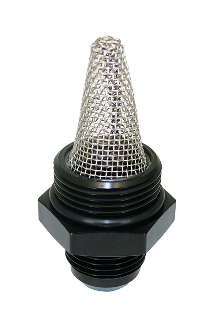 Moroso Straight 12 AN Male to 16 AN Male O-Ring Fitting - Stainless External Screen - Black