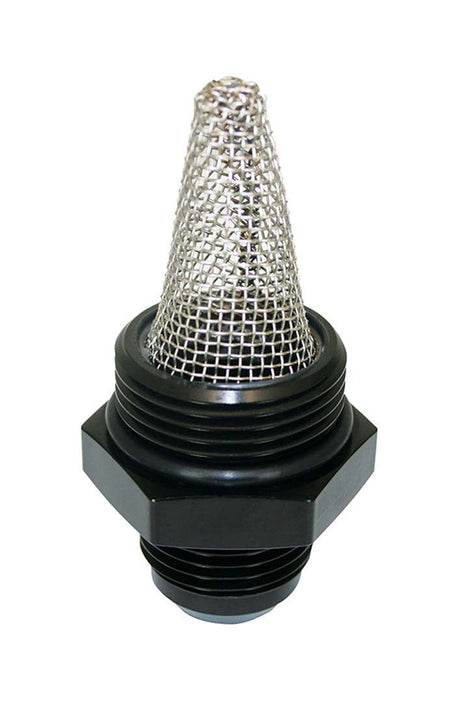 Moroso Straight 12 AN Male to 16 AN Male O-Ring Fitting - Stainless External Screen - Black