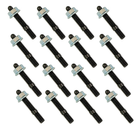Moroso Oil Pan Stud - Serrated Face Nuts - 6 mm x 1.00 Thread - 40 mm Length - Zinc Plated - Ford Coyote (Set of 16)