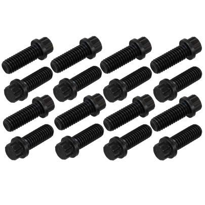 Moroso 3/8-16 in Thread 12 Point Head Header Bolt - 1 in Long - Black Oxide - Set of 16