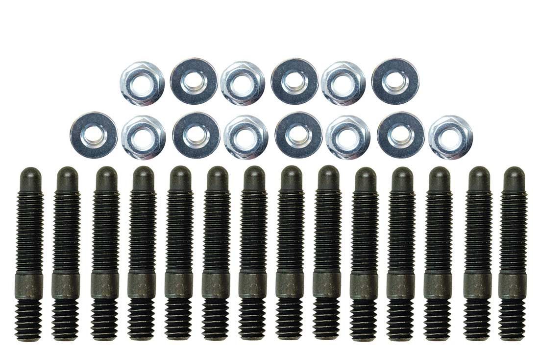 Moroso Valve Cover Stud - 1/4-20 in Thread - Hex Nuts - Black Oxide - Big Block Chevy (Set of 14) 38823