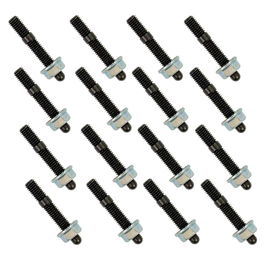 Moroso Oil Pan Stud - Serrated Face Nuts - Bullet Nose Stud - 8 mm 1.25 - Black Oxide - Honda K-Series (Set of 16)