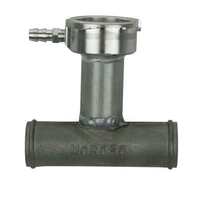 Moroso Extended Hose Mount Filler Neck - 1-1/4 in Hose to 1-1/4 in Hose - 1/8 in NPT Hose Barb