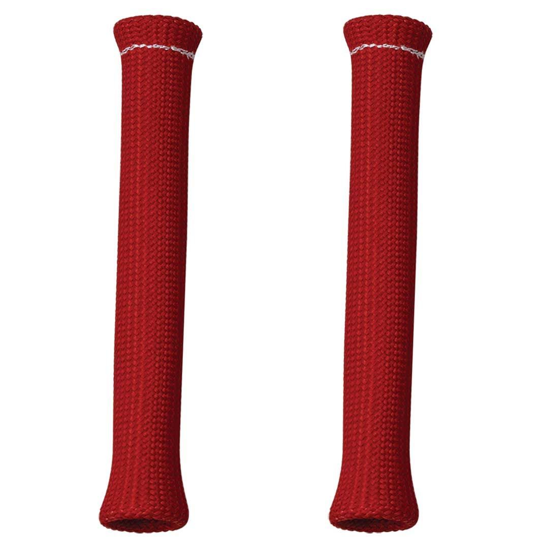 Moroso Hi-Temp Spark Plug Boot Protectors - 0.75 in Diameter - 7.5 in Long - Braided Fiberglass - Red (Pair)
