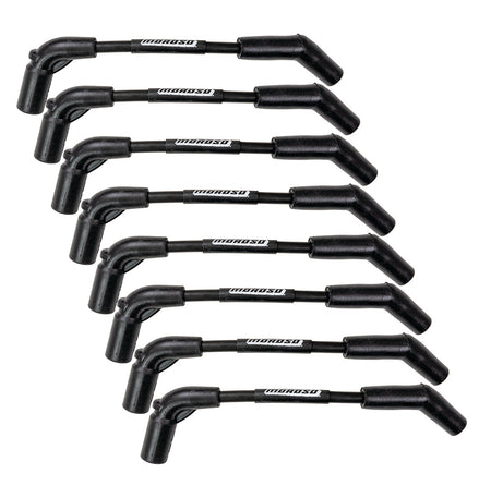 Moroso Ultra 40 Spiral Core 8 mm Spark Plug Wire Set - Black - GM LS-Series Coils to Big Block Chevy