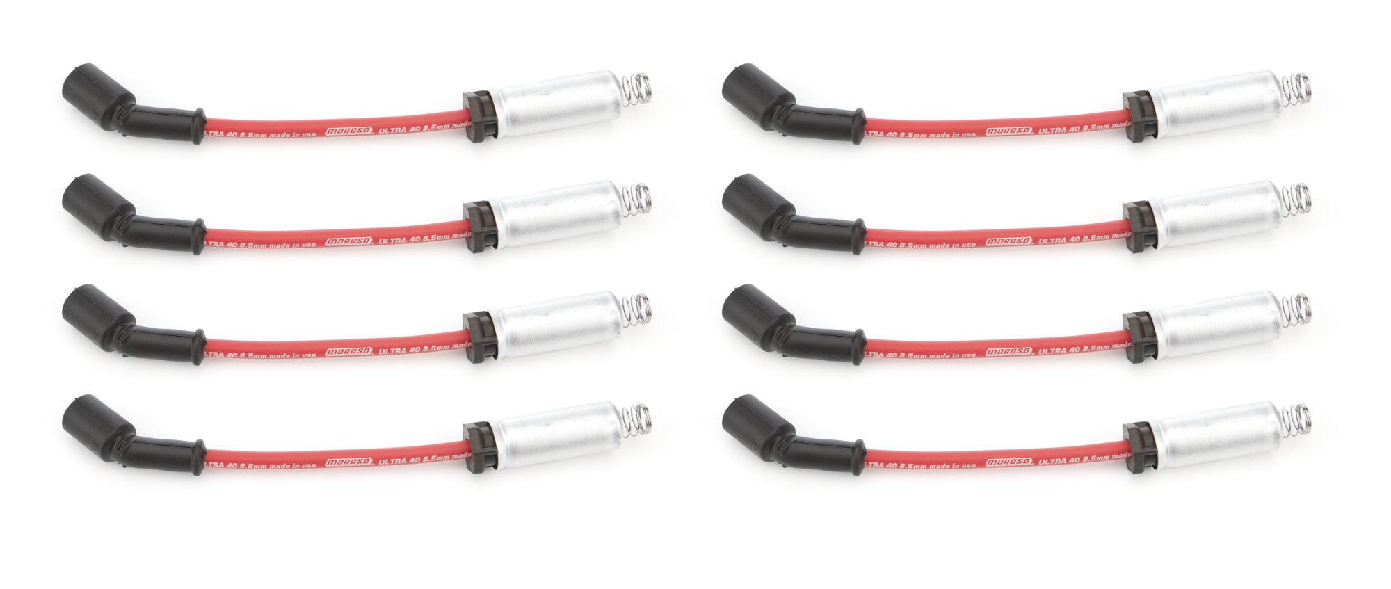 Moroso Ultra 40 Spiral Core 8.5 mm Spark Plug Wire Set - Red - Straight Plug Boots - GM LS / LT-Series 73740