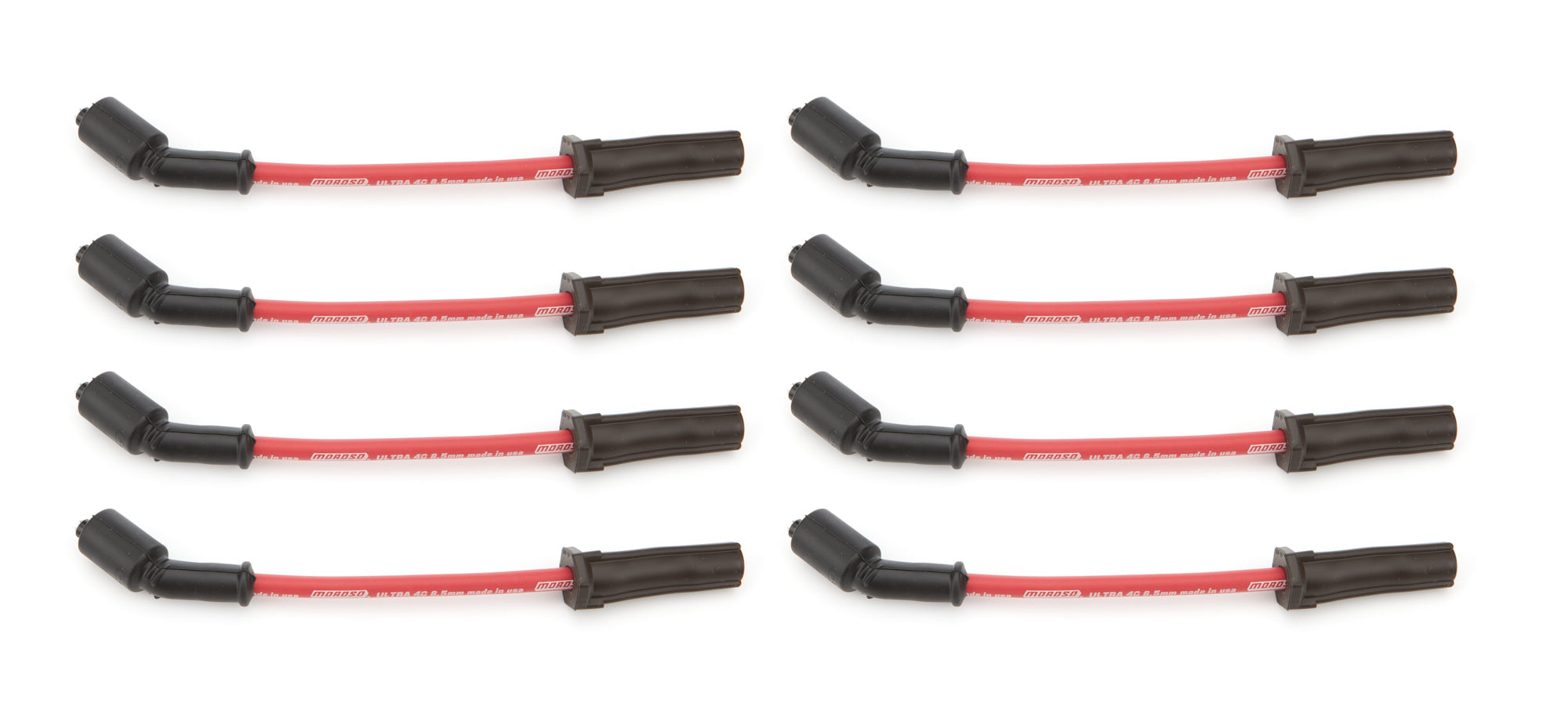 Moroso Ultra 40 Spiral Core 8.5 mm Spark Plug Wire Set - Red - Straight Plug Boots - GM LS / LT-Series 73741