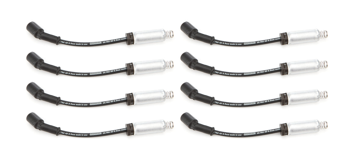 Moroso Ultra 40 Spiral Core 8.5 mm Spark Plug Wire Set - Black - Straight Plug Boots - GM LS / LT-Series 73744