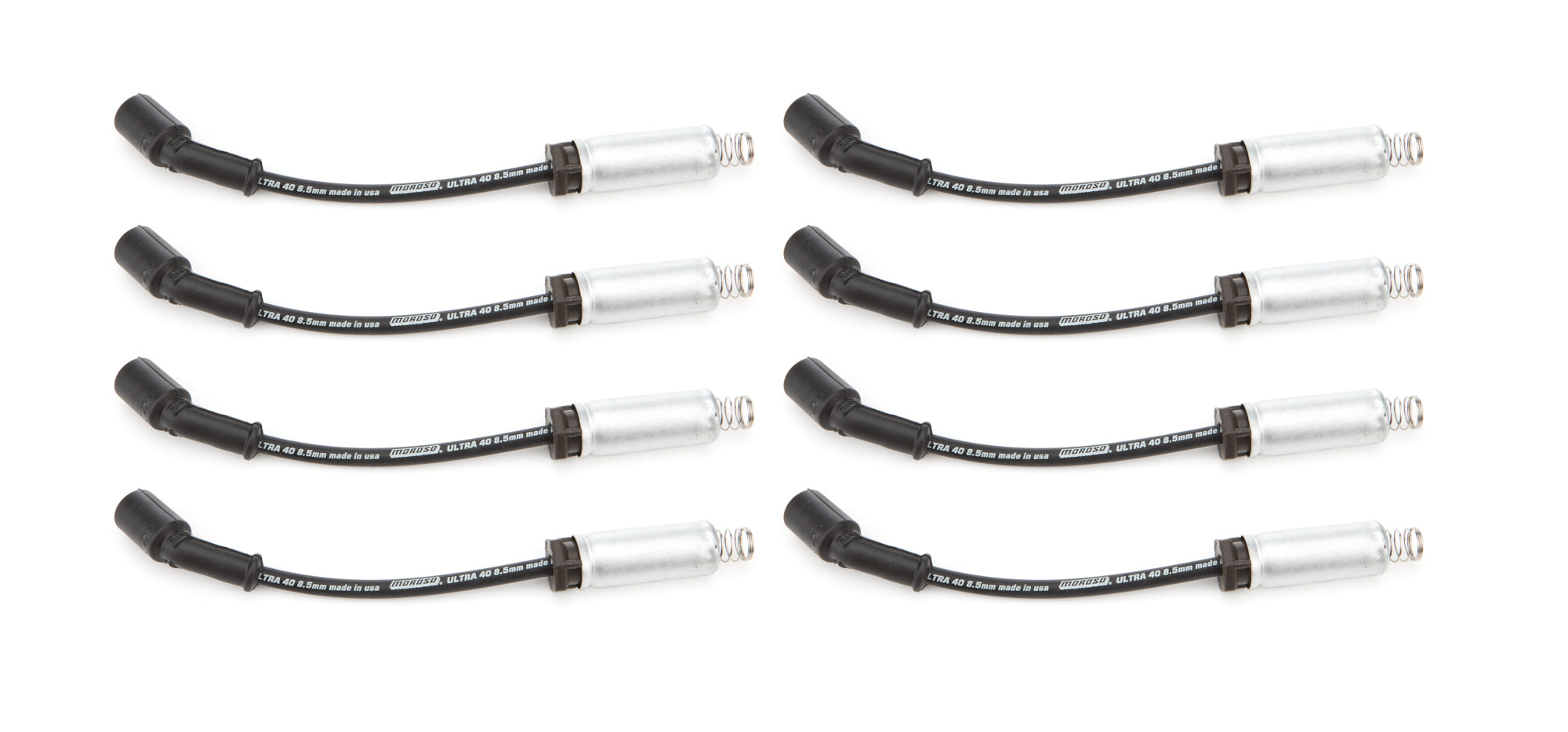 Moroso Ultra 40 Spiral Core 8.5 mm Spark Plug Wire Set - Black - Straight Plug Boots - GM LS / LT-Series 73744